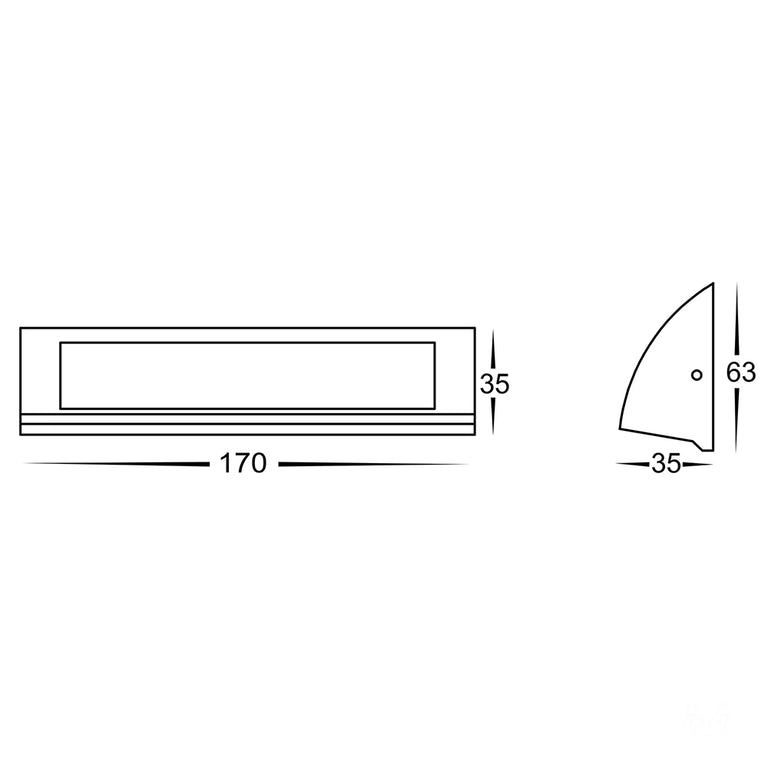 Taso 6W CCT 12V DC LED Rectangular Step Light Matt Black - HV3271T-BLK-12V