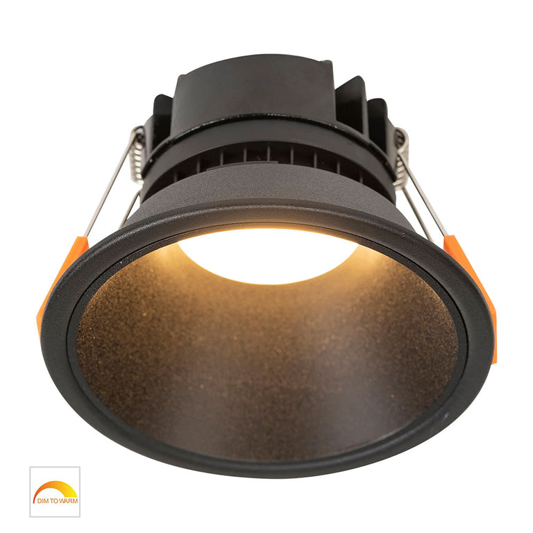 Gleam 9W 240V LED 97mm Downlight Black & Black / Warm - HV5528D2W-BB