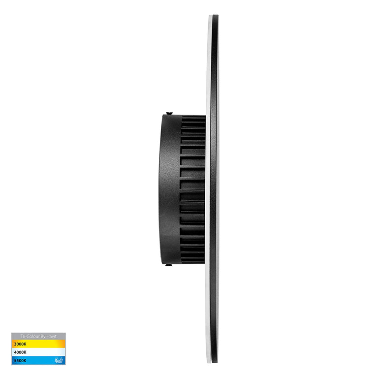 Halo 24W CCT 12V DC LED 300mm Round  Wall Light Black - HV3594T-BLK-12V