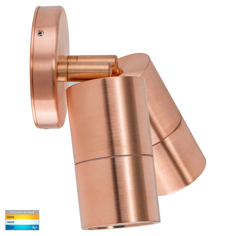 Tivah 2 x 9in1 CCT 240V GU10 LED Double Adjustable Wall Light Solid Copper - HV1315T