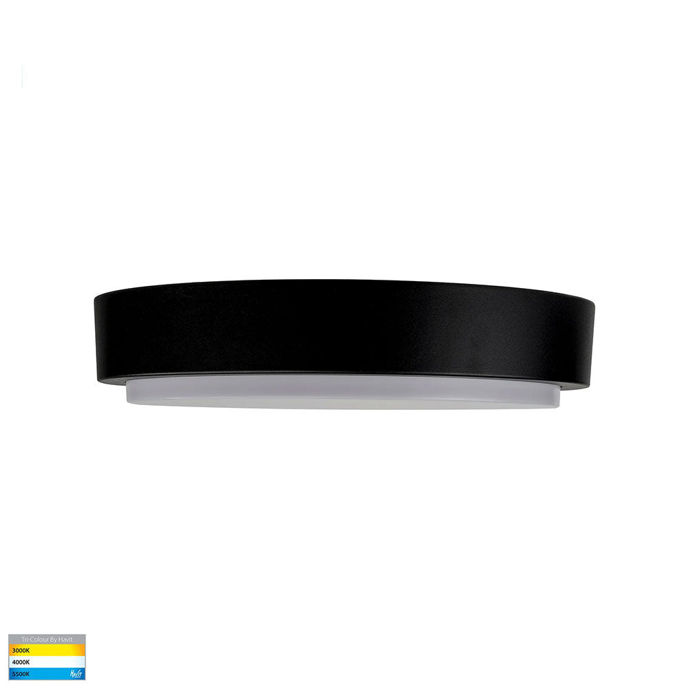 Liptor 30W CCT 240V LED 364mm Round Oyster Light Black - HV36053T-BLK