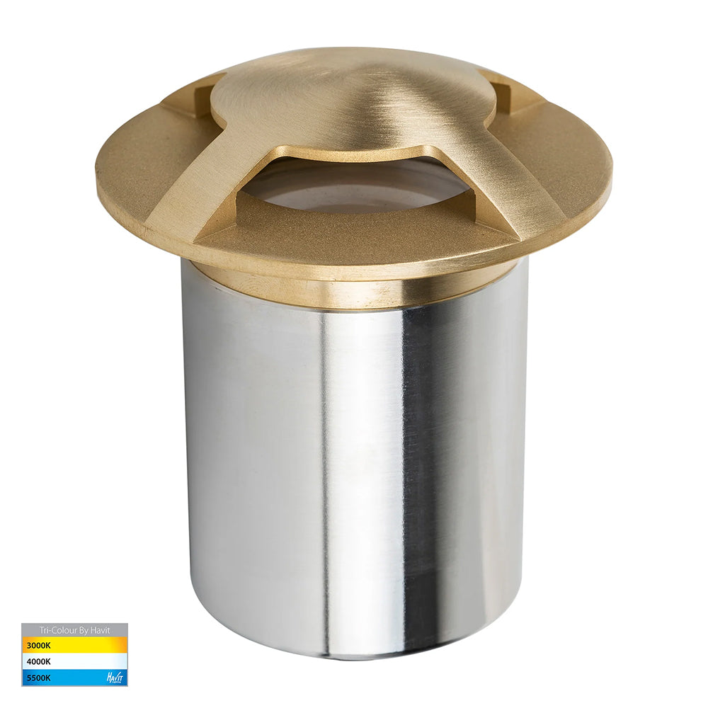 Viale 5W CCT 12V DC MR16 LED Four-Way Driveway Light Brass - HV19092T-BR