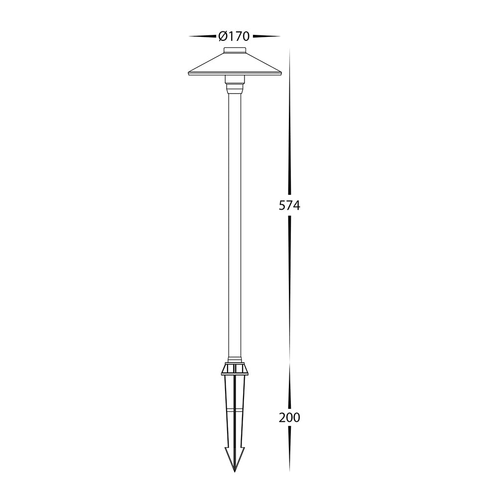 Polari 3W CCT12V DC G5.3 LED Bollard Spike Light Solid Copper - HV1452T-CP