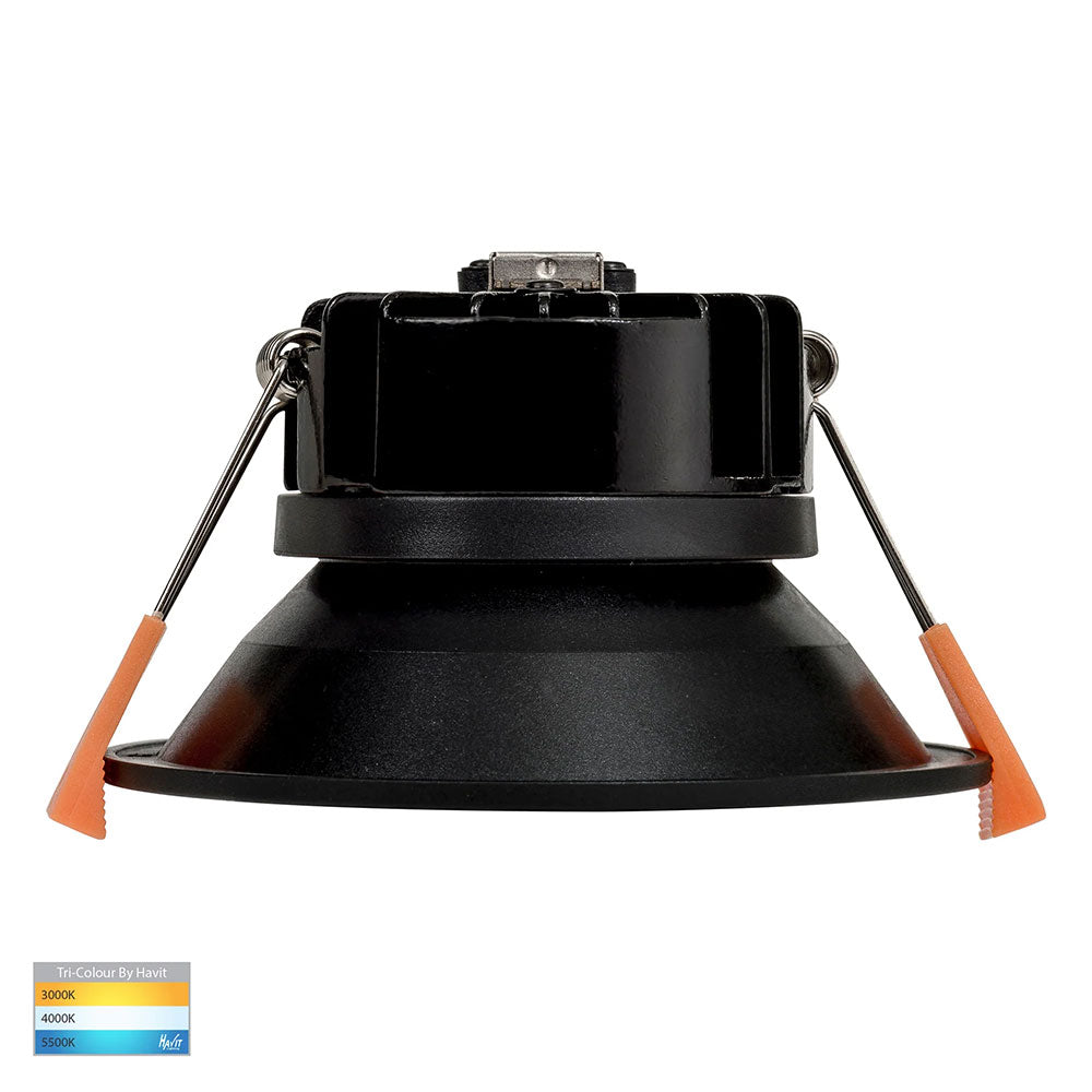 Gleam 9W CCT 240V LED 100mm Downlight Black - HV5528T-BLK