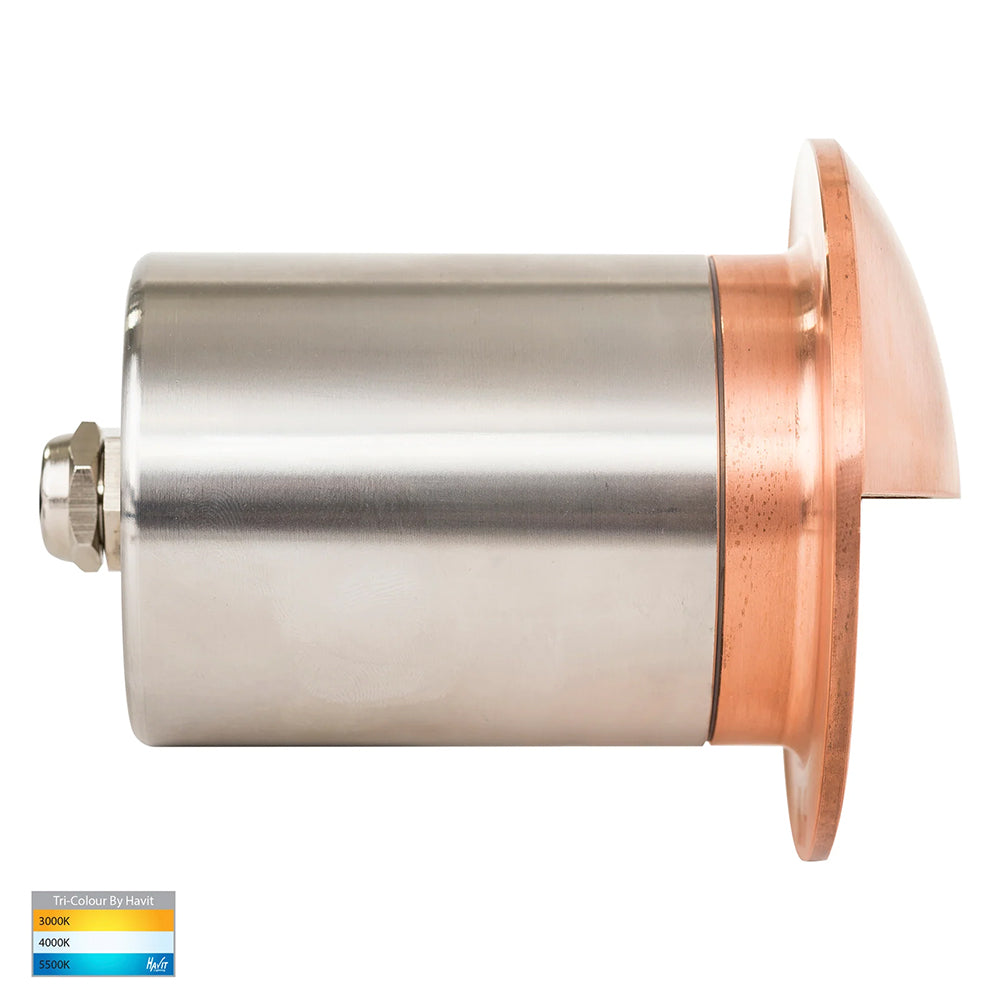 Ollo 5W 12V DC Eyelid LED Step Light Copper / Tri-Colour - HV19012T-CP