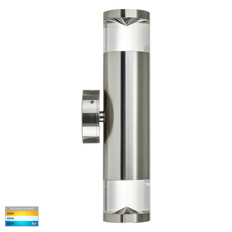 Highlite 2 x 5W 240V GU10 LED Up / Down Wall Light Titanium Aluminium - HV1089T-TTM-240V