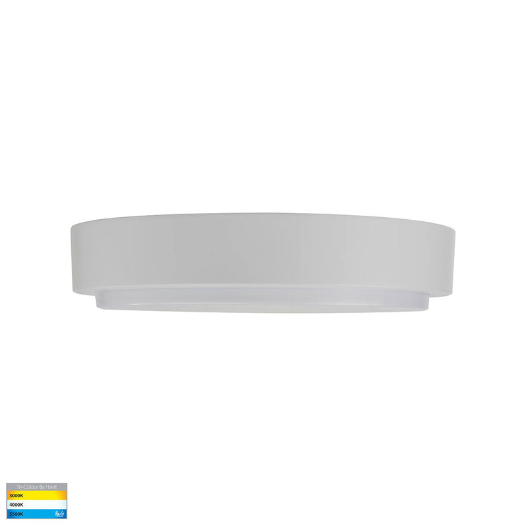 Liptor 30W CCT 240V LED 364mm Round Oyster Light White - HV36053T-WHT