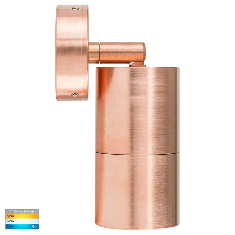 Tivah 5W CCT 240V GU10 LED Adjustable Wall Light Solid Copper - HV1217GU10T