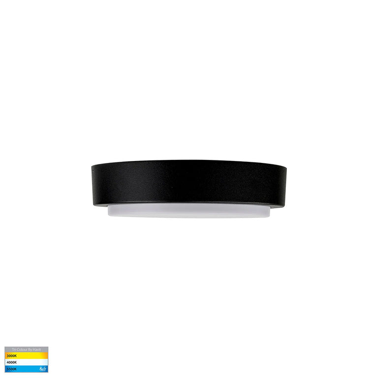 Liptor 10W CCT 240V LED 200mm Round Oyster Light Black - HV36051T-BLK