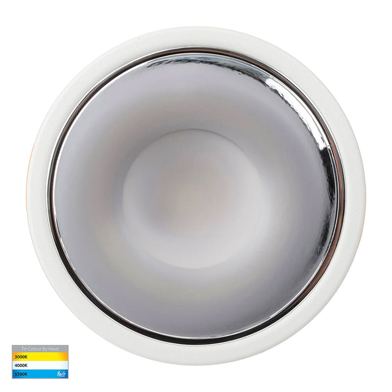 Gleam 9W CCT 240V LED 97mm Downlight White & Chrome - HV5528T-WC