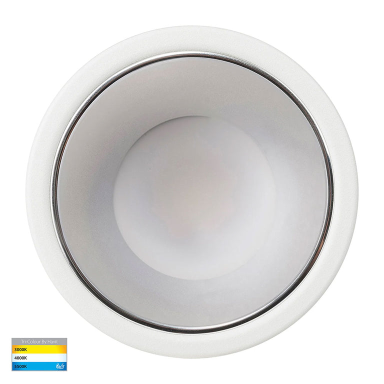 Gleam 9W CCT 240V LED 82mm Downlight White & Chrome - HV5529T-WC