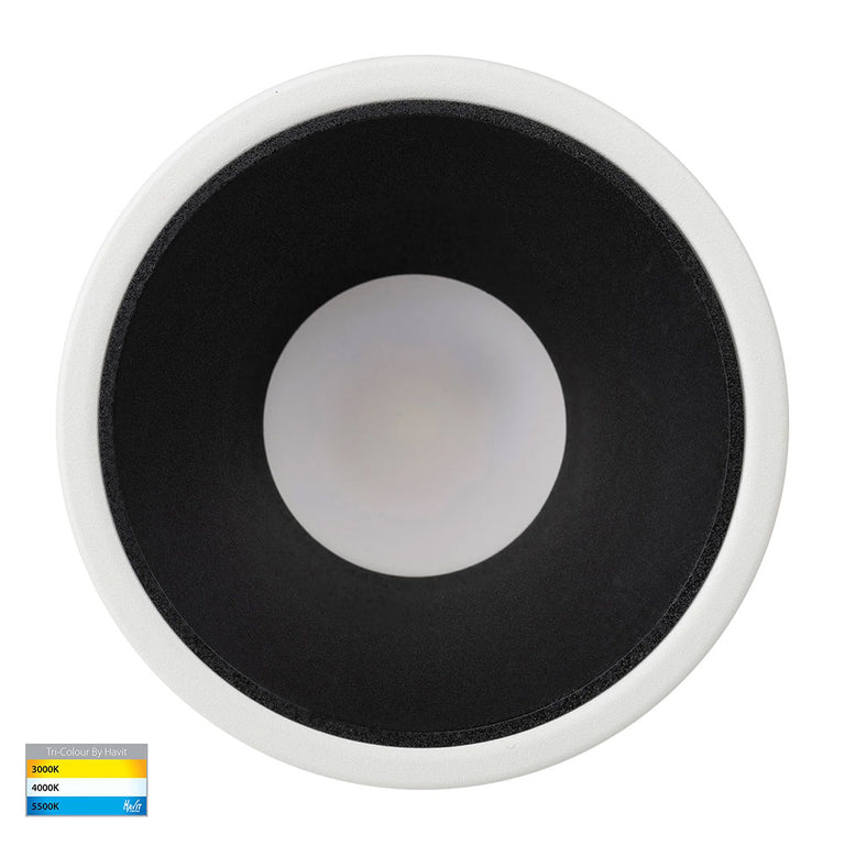Gleam 9W CCT 240V LED 97mm Downlight White & Black - HV5528T-WB