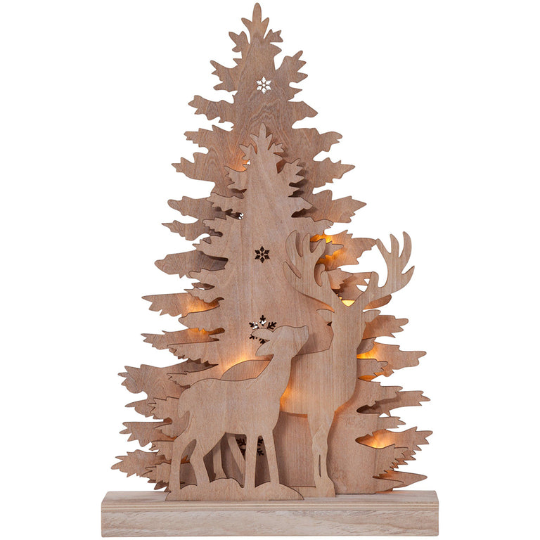 Fauna Tree & Reindeer Battery Operated Standing Decoration Brown / Warm White - 410416