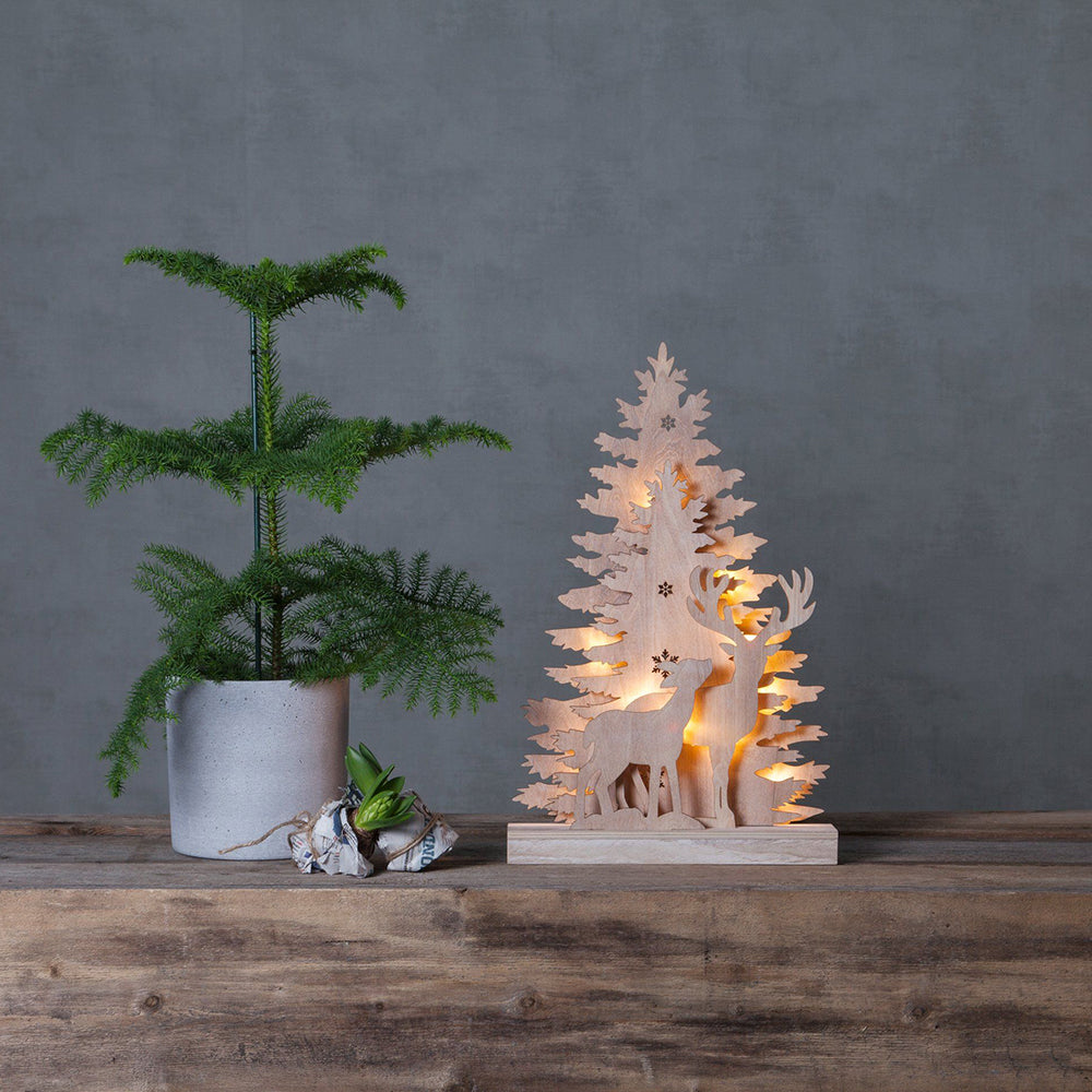 Fauna Tree & Reindeer Battery Operated Standing Decoration Brown / Warm White - 410416