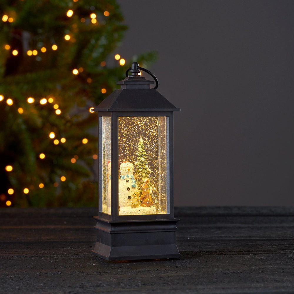 Vinter Battery Operated Snowman Lantern Black / Warm White - 411232