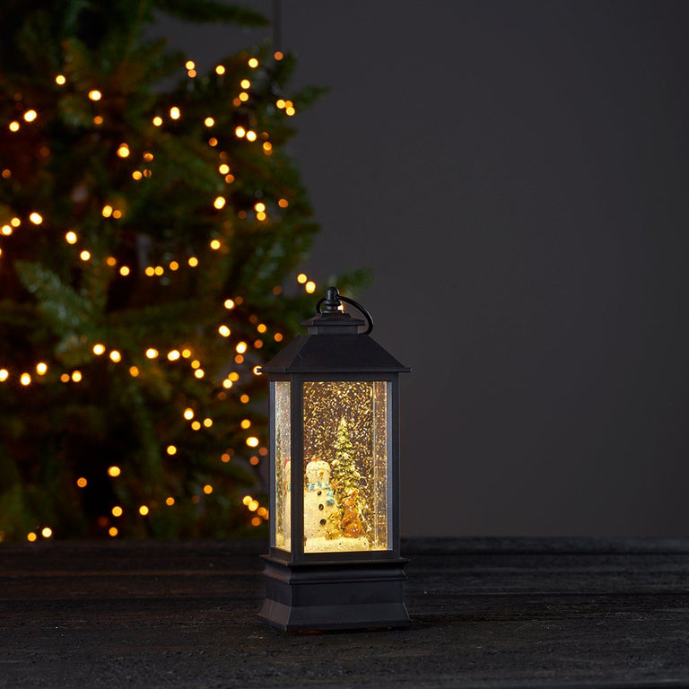 Vinter Battery Operated Snowman Lantern Black / Warm White - 411232