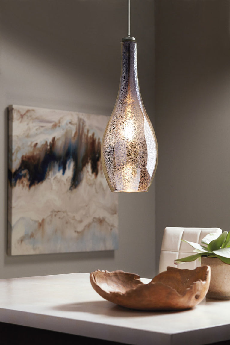 Everly 1 Light Pendant Brushed Nickel / Mercury - 42475NIMER
