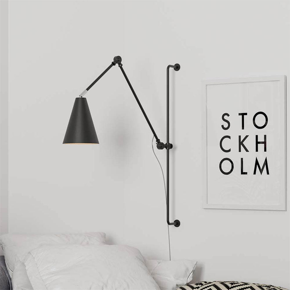 Yukon Adjustable Arm Industrial Wall Light Matt Black - 4300530-4002