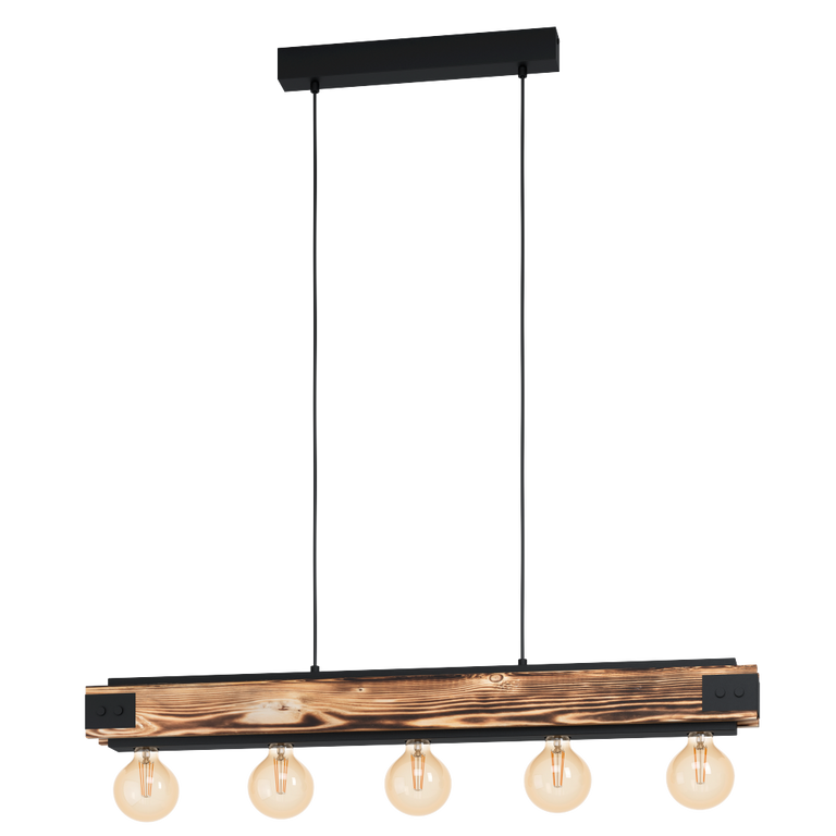 Layham 5 Light Industrial Pendant Black / Brown - 43468N