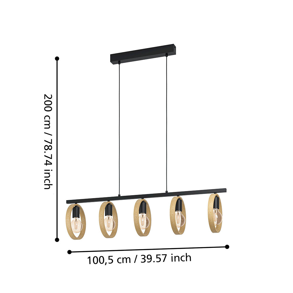 Ipsden 5 Light Pendant Black - 43552N
