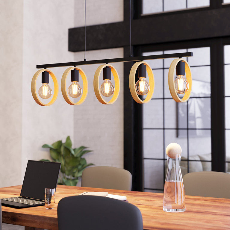 Ipsden 5 Light Pendant Black - 43552N