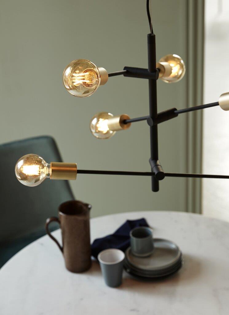 Josefine 6 Light Pendant Matt Black / Brass - 48933003