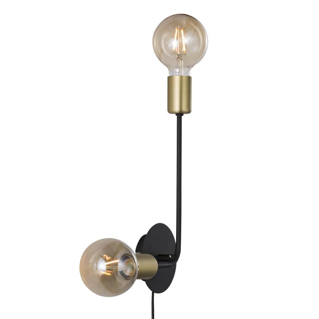 Josefine 2 Light Wall Light Matt Black / Brass - 48941003