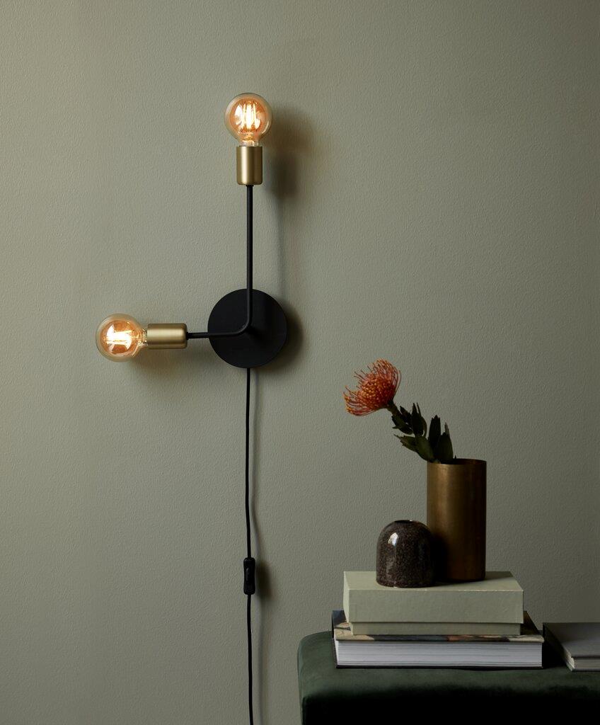 Josefine 2 Light Wall Light Matt Black / Brass - 48941003