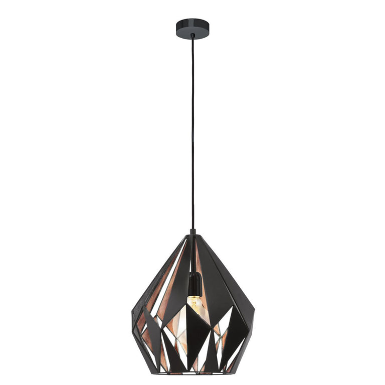 Carlton 1 Single Medium Pendant Black / Copper - 49254N