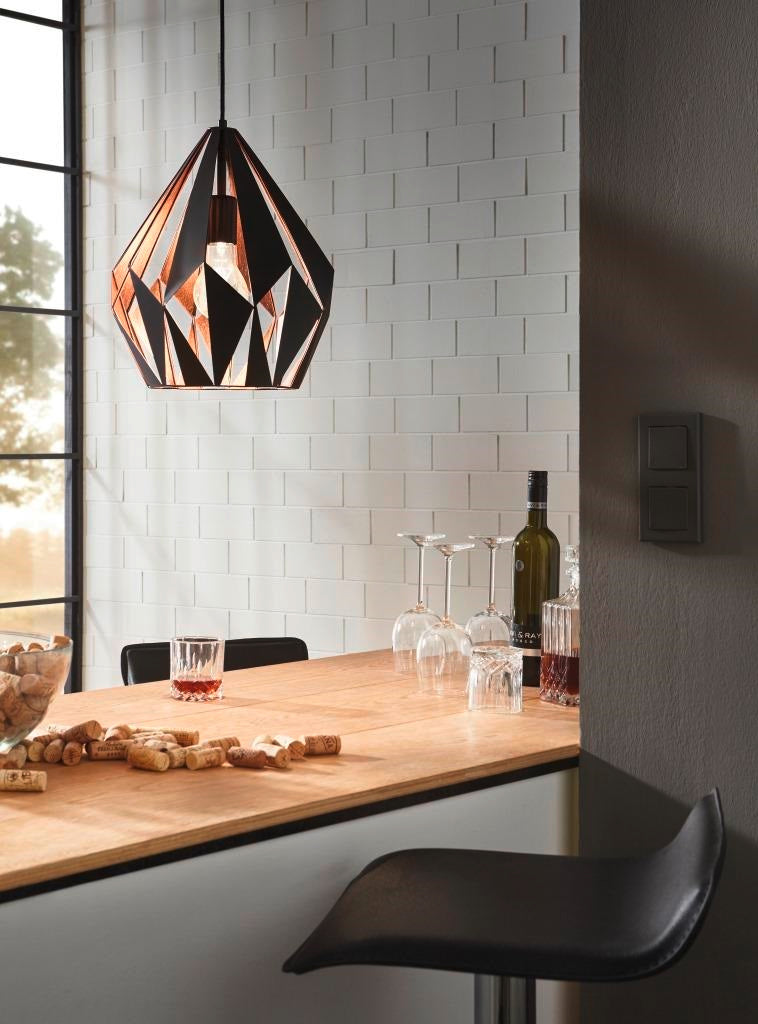Carlton 1 Single Medium Pendant Black / Copper - 49254N