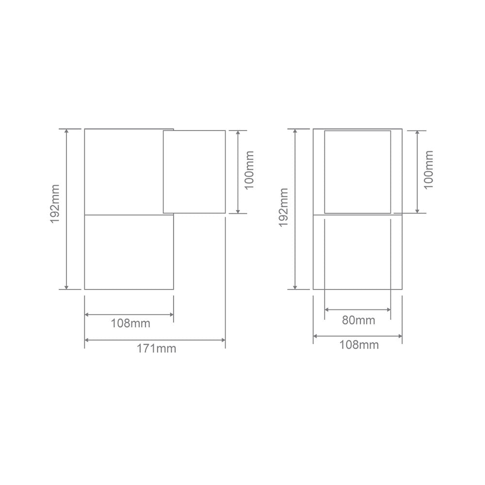 PIPER-PRO-1-SQR Exterior LED Wall Light White / Tri-Colour - 49301