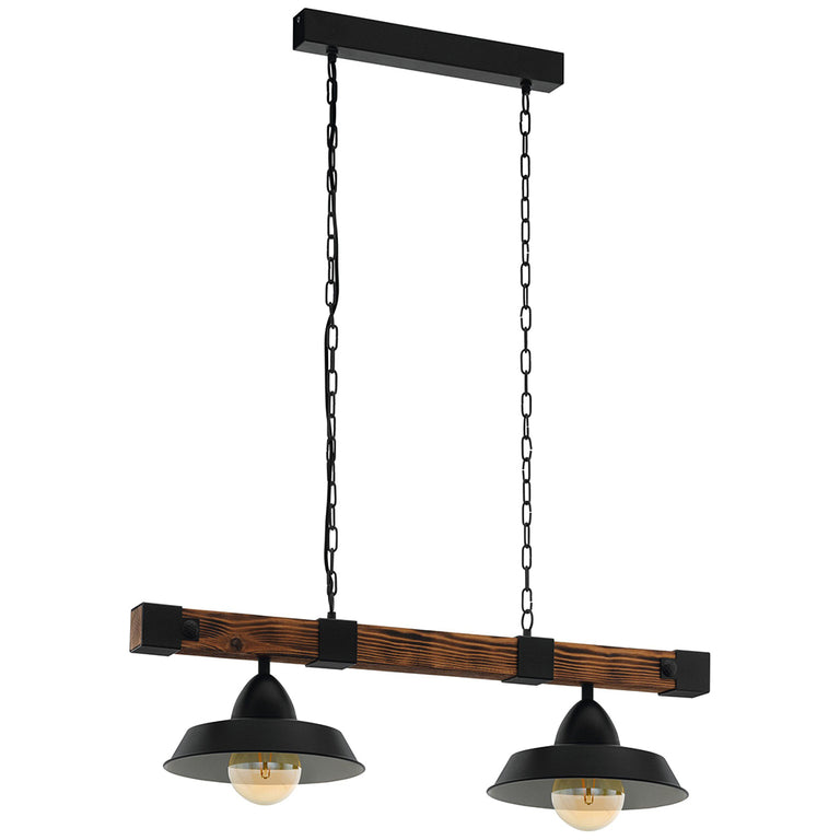 Oldbury 2 Light Pendant Wood / Rustic Brown - 49684