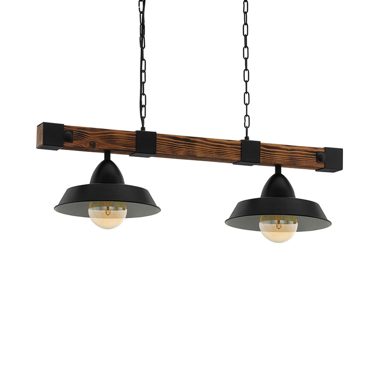 Oldbury 2 Light Pendant Wood / Rustic Brown - 49684