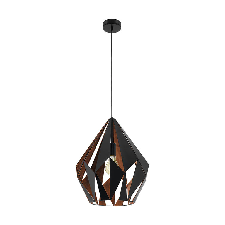 Carlton 1 Single Large Pendant Black / Copper - 49878N