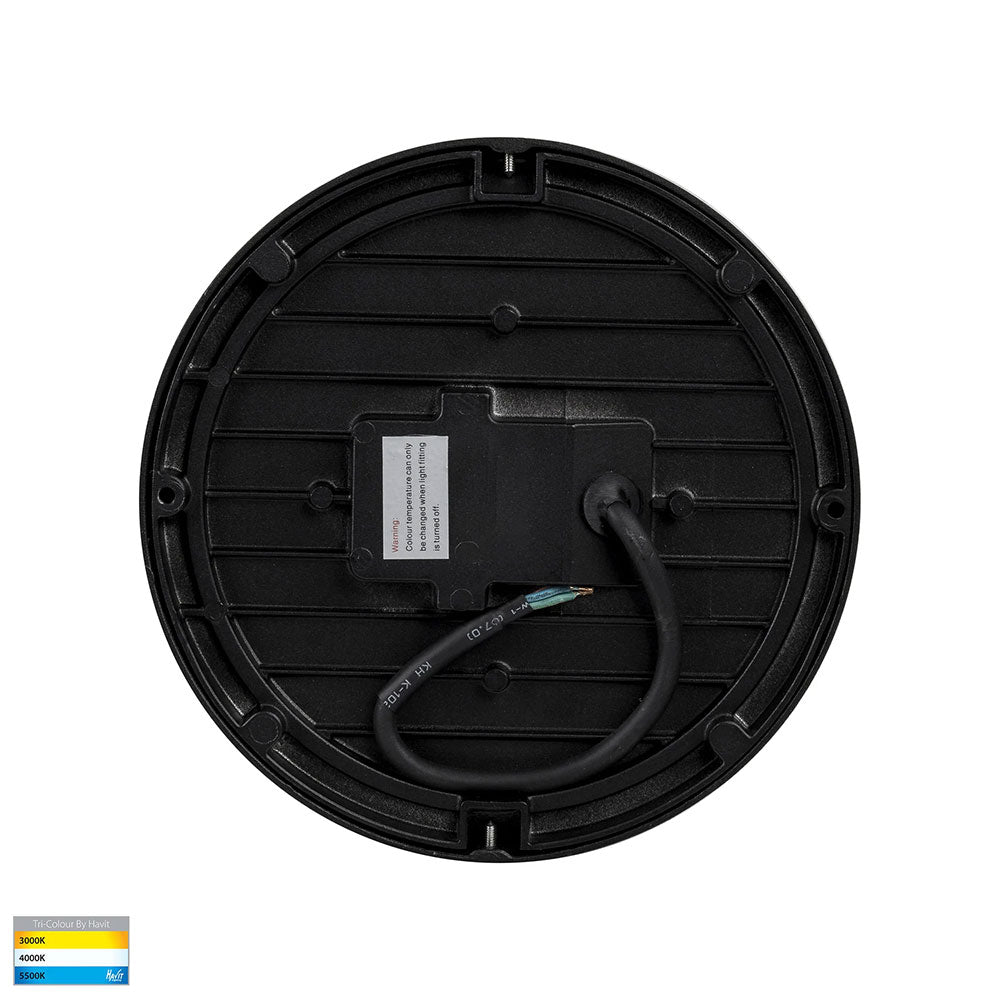 Liptor 30W CCT 240V LED 364mm Round Oyster Light Black - HV36053T-BLK