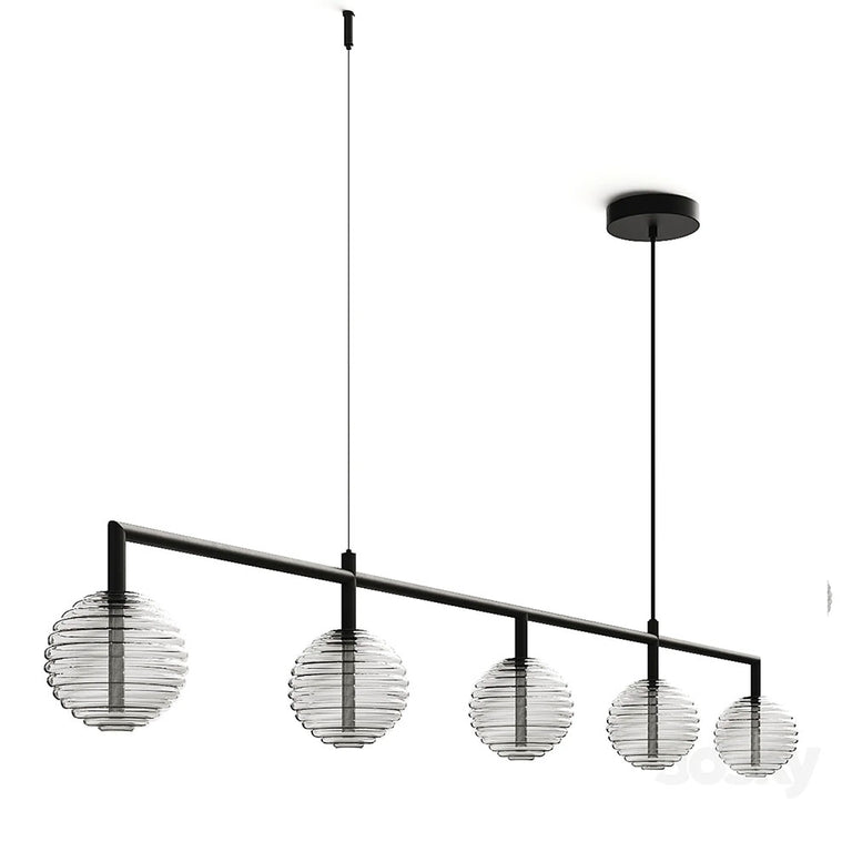 Doul 5 Light LED Linear Pendant Matt Black - ARO.C1310/5/NEG
