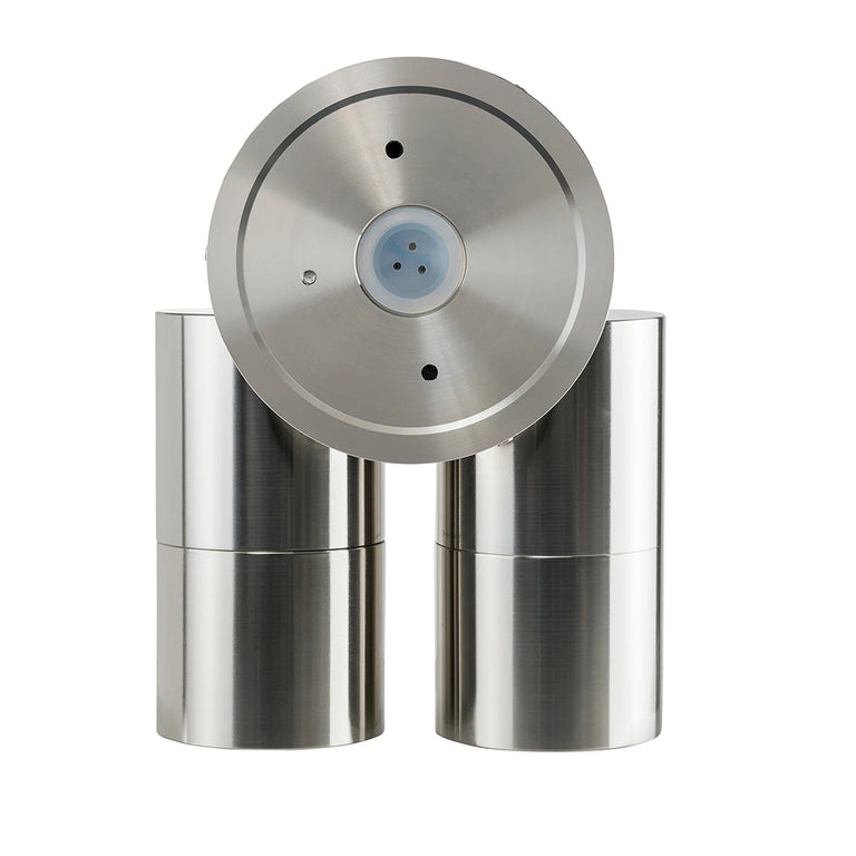 Tivah 2 x 9in1 CCT 240V GU10 LED Double Adjustable Wall Light 316 Stainless Steel - HV1305T