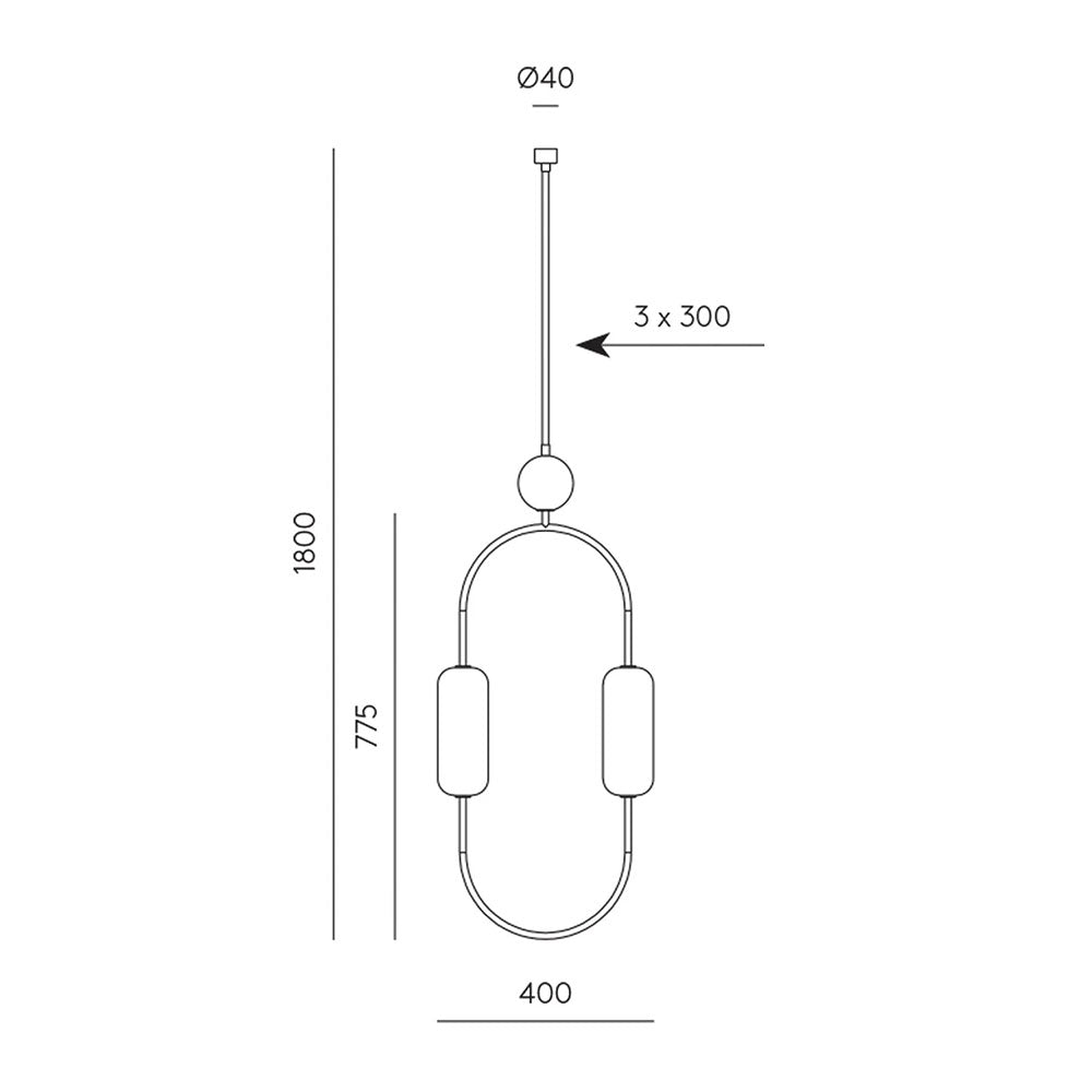 Clip LED 2 Light Pendant Matt Black / White - ARO.C1265/NEG