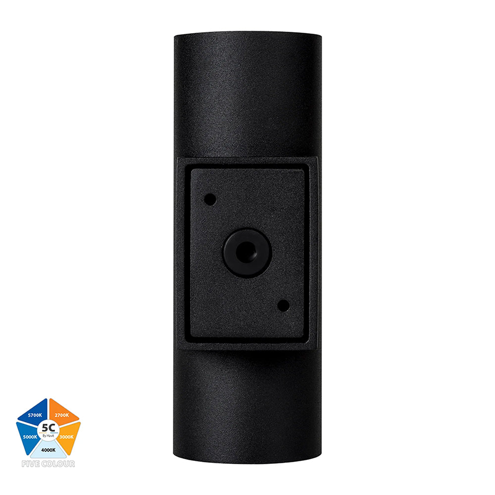 Aries 2 x 6W 5CCT 240V LED Up & Down Wall Pillar Light Aluminium Black - HV3626S-ALUBLK
