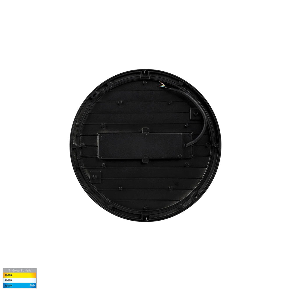 Liptor 10W CCT 240V LED 200mm Round Oyster Light Black - HV36051T-BLK