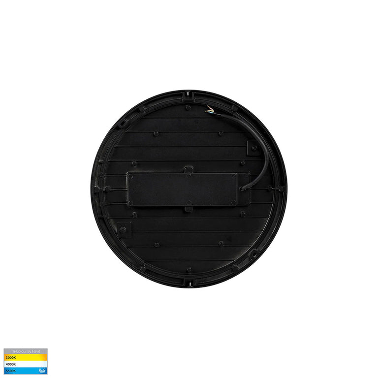 Liptor 10W CCT 240V LED 200mm Round Oyster Light Black - HV36051T-BLK