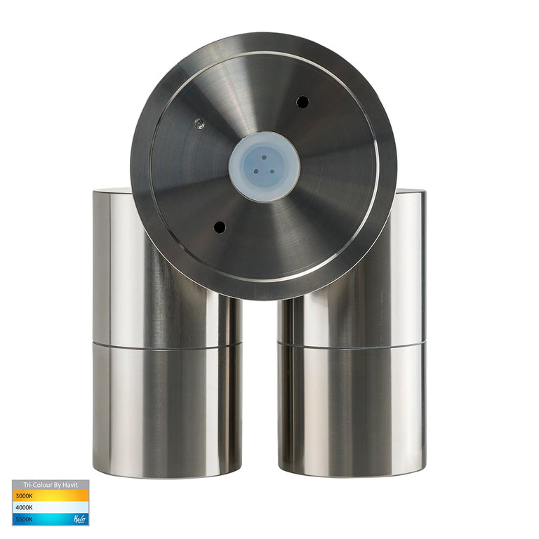 Tivah 2 x 5W CCT 12V DC MR16 LED Double Adjustable Wall Light Titanium Aluminium - HV1387MR16T
