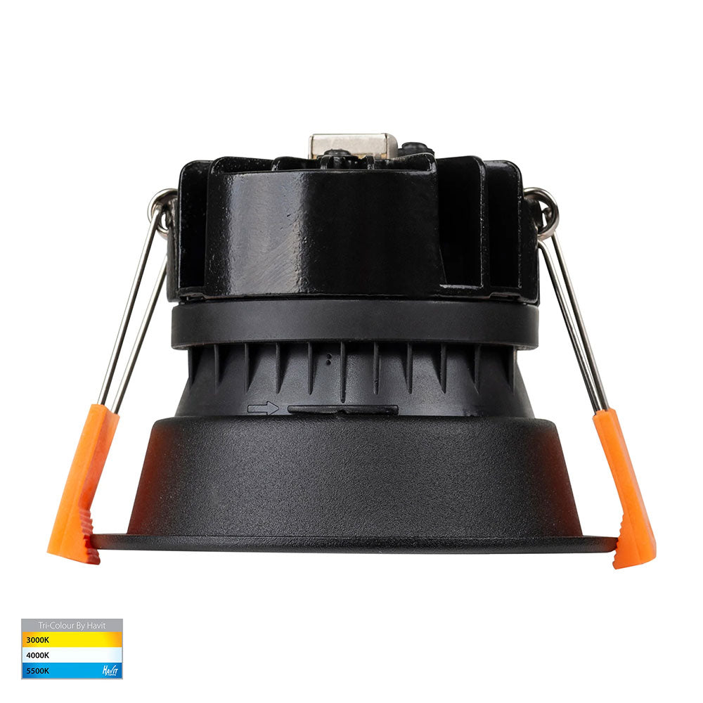 Gleam 9W CCT 240V LED 82mm Downlight Black & Black - HV5529T-BB