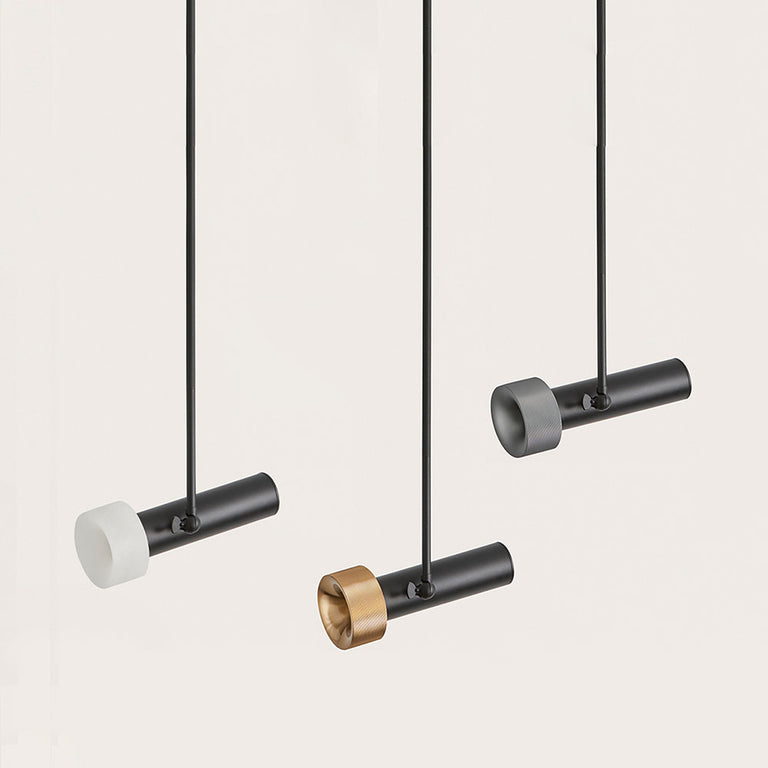 Focus Fixed LED Rod Pendant Matt Black / Aged Gold - ARO.C1279/1/NEG-ORO