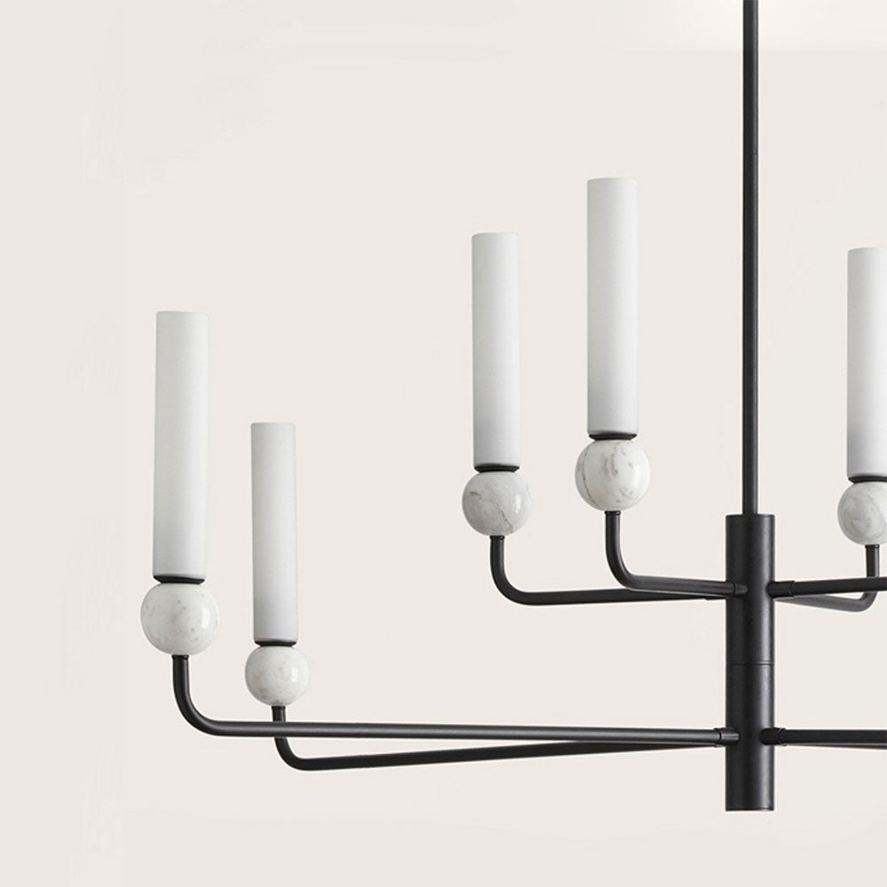Delie 8 Light LED Pendant Matt Black / White - ARO.C1224/8/NEG