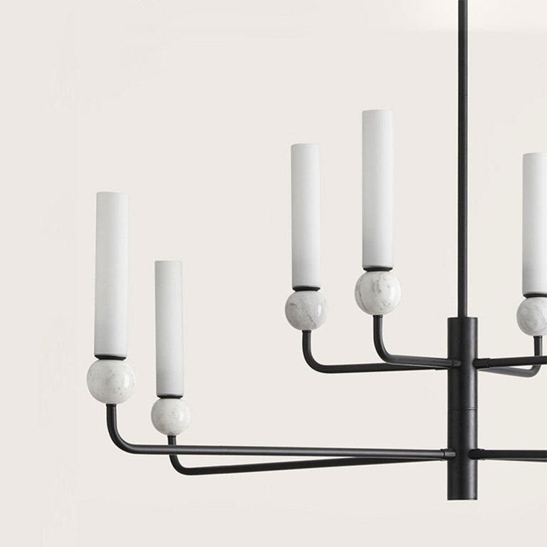 Delie 8 Light LED Pendant Matt Black / White - ARO.C1224/8/NEG