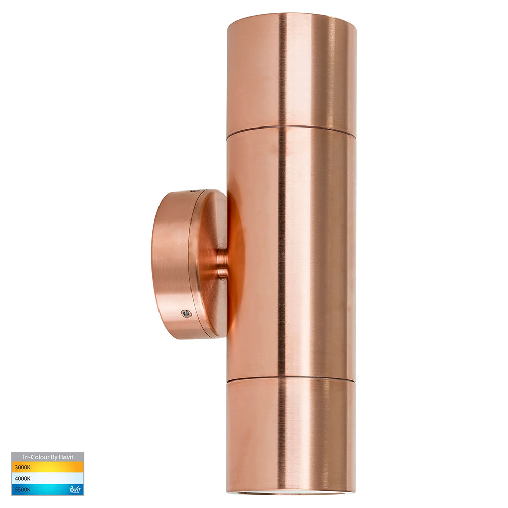 Tivah 2 x 5W CCT 12V DC MR16 LED Up / Down Wall Light Solid Copper - HV1017MR16T