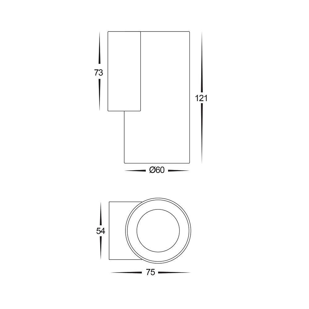 Aries 6W 5CCT 240V LED Fixed Down Wall Pillar Light Black - HV3625S-ALUBLK