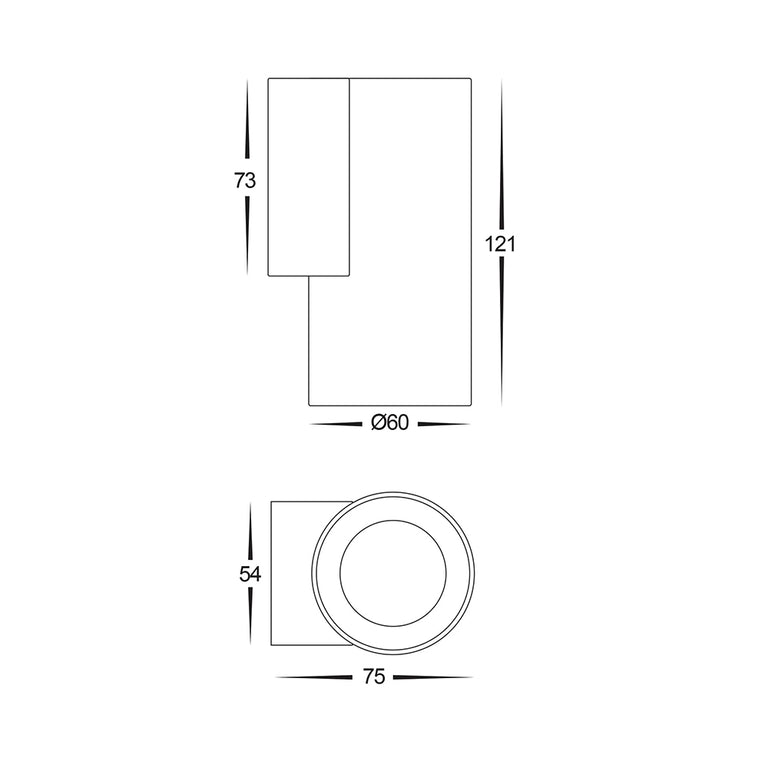 Aries 6W 5CCT 240V LED Fixed Down Wall Pillar Light Black - HV3625S-ALUBLK