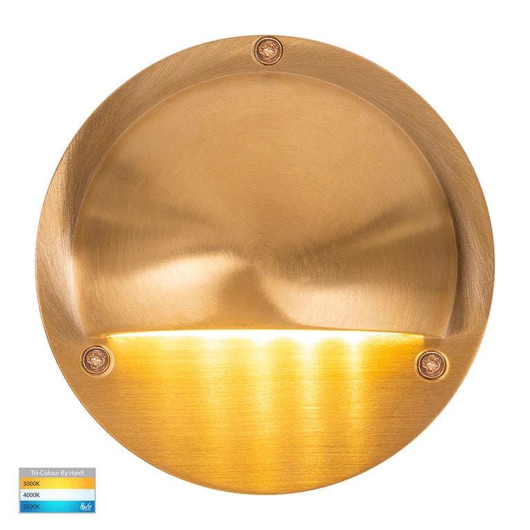 Pinta 2.3W CCT 240V LED Eyelid Step Light Solid Brass - HV2903T-BR